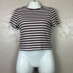 5 for $30 H&M Divided women short sleeve multicolor striped crop‎ top size XL